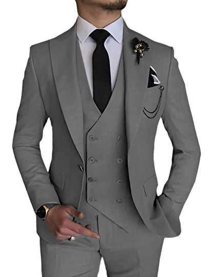 Men’s High-Quality Italian 3-Piece Slim Fit Tuxedo Suit – Blazer, Vest & Dress Pants for Groomsmen & Weddings