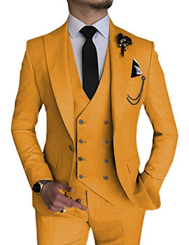 Men’s High-Quality Italian 3-Piece Slim Fit Tuxedo Suit – Blazer, Vest & Dress Pants for Groomsmen & Weddings