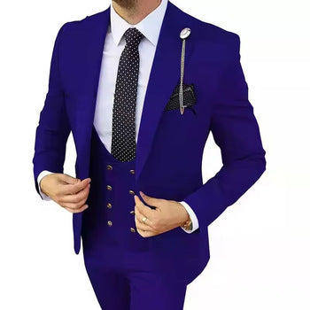 Men’s High-Quality Italian 3-Piece Slim Fit Tuxedo Suit – Blazer, Vest & Dress Pants for Groomsmen & Weddings