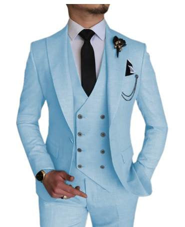 Men’s High-Quality Italian 3-Piece Slim Fit Tuxedo Suit – Blazer, Vest & Dress Pants for Groomsmen & Weddings