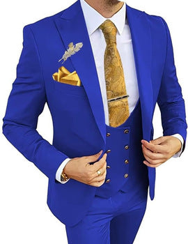 Men’s High-Quality Italian 3-Piece Slim Fit Tuxedo Suit – Blazer, Vest & Dress Pants for Groomsmen & Weddings