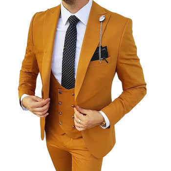 Men’s High-Quality Italian 3-Piece Slim Fit Tuxedo Suit – Blazer, Vest & Dress Pants for Groomsmen & Weddings