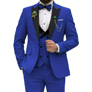 Men’s High-Quality Italian 3-Piece Slim Fit Tuxedo Suit – Blazer, Vest & Dress Pants for Groomsmen & Weddings