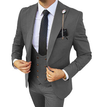 Men’s High-Quality Italian 3-Piece Slim Fit Tuxedo Suit – Blazer, Vest & Dress Pants for Groomsmen & Weddings