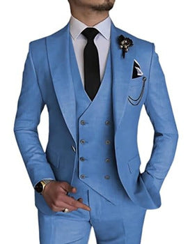 Men’s High-Quality Italian 3-Piece Slim Fit Tuxedo Suit – Blazer, Vest & Dress Pants for Groomsmen & Weddings