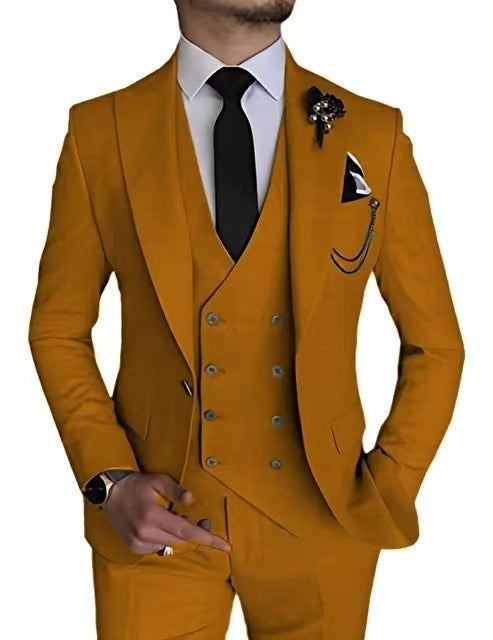 Men’s High-Quality Italian 3-Piece Slim Fit Tuxedo Suit – Blazer, Vest & Dress Pants for Groomsmen & Weddings