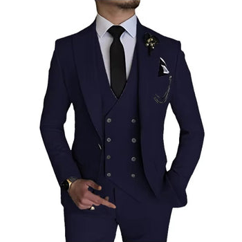 Men’s High-Quality Italian 3-Piece Slim Fit Tuxedo Suit – Blazer, Vest & Dress Pants for Groomsmen & Weddings