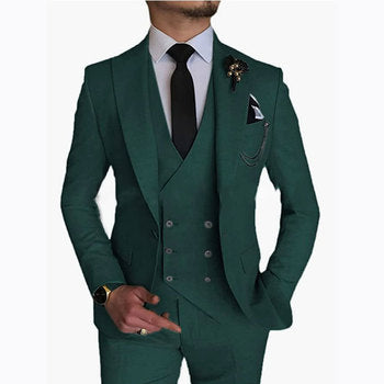 Men’s High-Quality Italian 3-Piece Slim Fit Tuxedo Suit – Blazer, Vest & Dress Pants for Groomsmen & Weddings