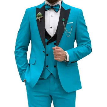 Men’s High-Quality Italian 3-Piece Slim Fit Tuxedo Suit – Blazer, Vest & Dress Pants for Groomsmen & Weddings