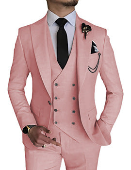 Men’s High-Quality Italian 3-Piece Slim Fit Tuxedo Suit – Blazer, Vest & Dress Pants for Groomsmen & Weddings