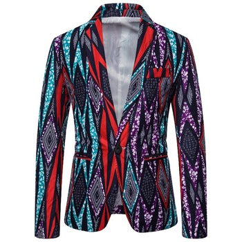 Men's Fall Fashion Printed Casual Blazer – Slim Fit Long Sleeve Suit Jacket