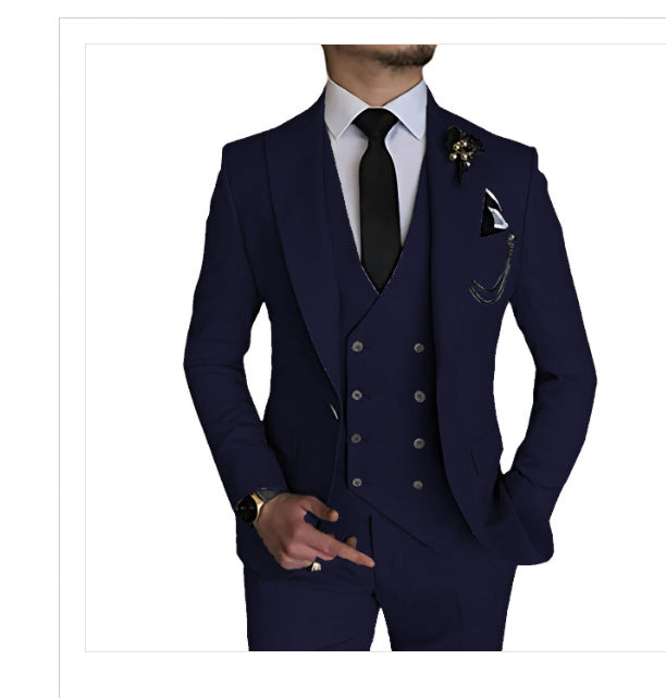 Men’s High-Quality Italian 3-Piece Slim Fit Tuxedo Suit – Blazer, Vest & Dress Pants for Groomsmen & Weddings