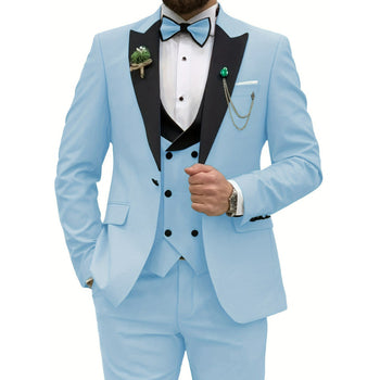 Men’s High-Quality Italian 3-Piece Slim Fit Tuxedo Suit – Blazer, Vest & Dress Pants for Groomsmen & Weddings