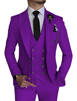 Men’s High-Quality Italian 3-Piece Slim Fit Tuxedo Suit – Blazer, Vest & Dress Pants for Groomsmen & Weddings