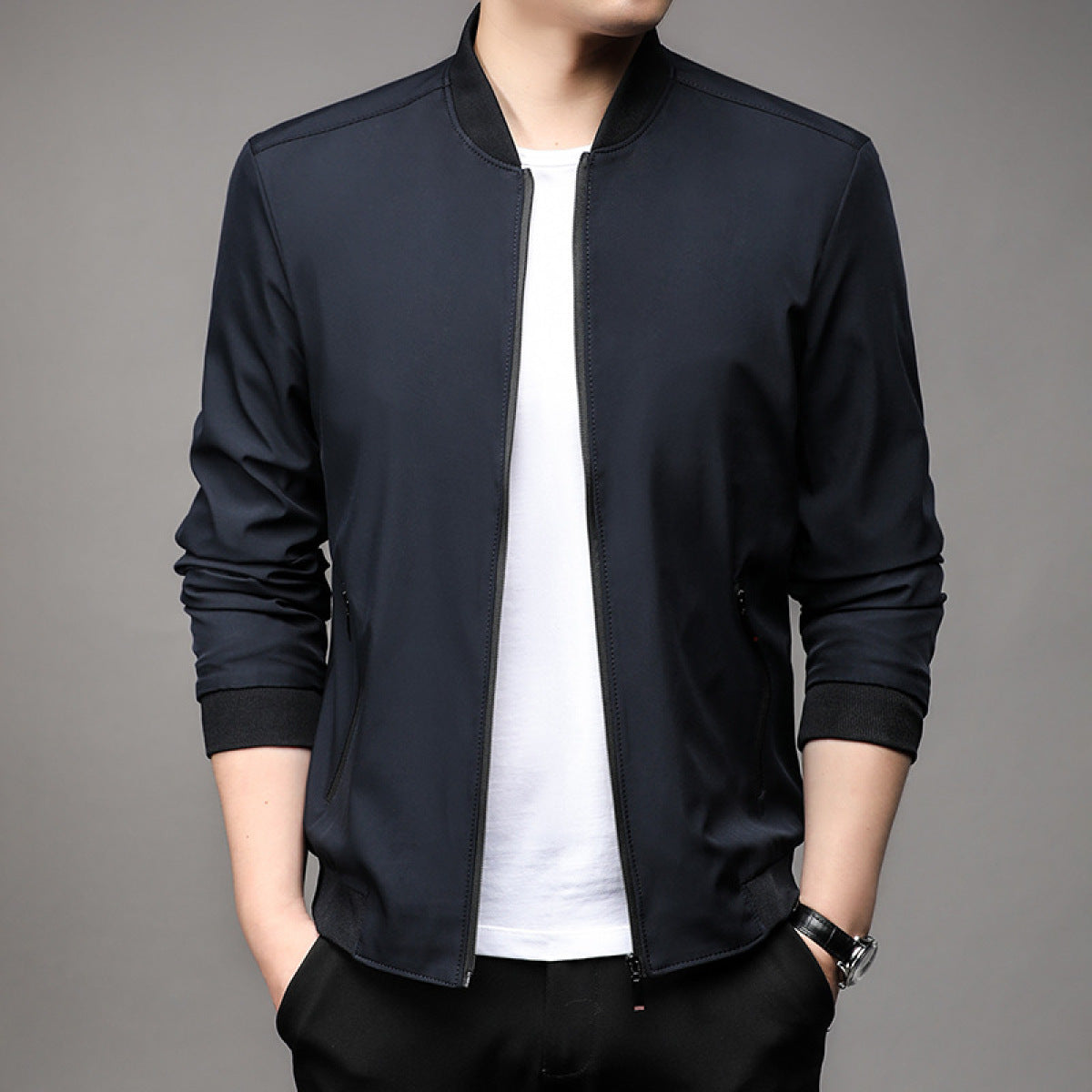 Men’s Baseball Uniform Style Jacket – Business Casual Bomber Blazer