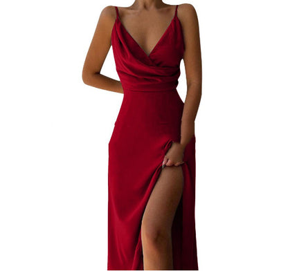 V-Neck Spaghetti Strap Slit Dress