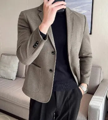 Men's Woolen Blazer Coat – Thick Leisure Wool Suit Jacket