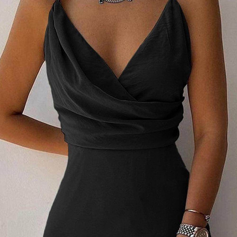 V-Neck Spaghetti Strap Slit Dress