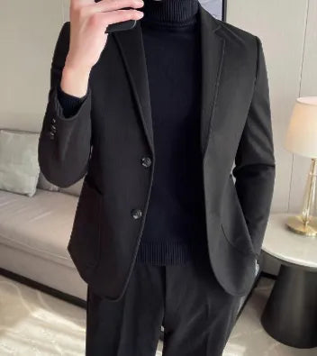 Men's Woolen Blazer Coat – Thick Leisure Wool Suit Jacket